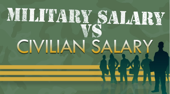 military vs civilian salary infographic